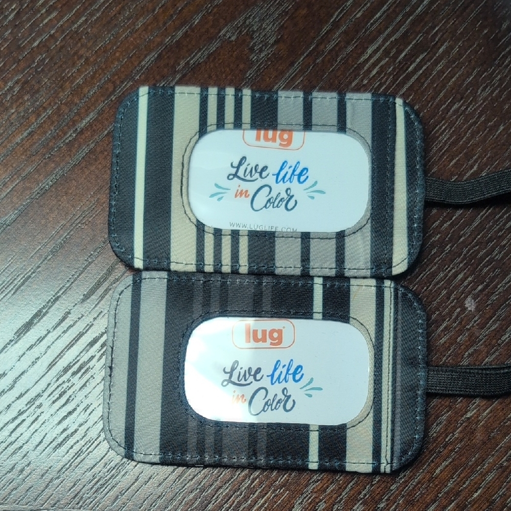 Brand New Set Of 2 Lug Luggage Tags In Love Stripe Black!